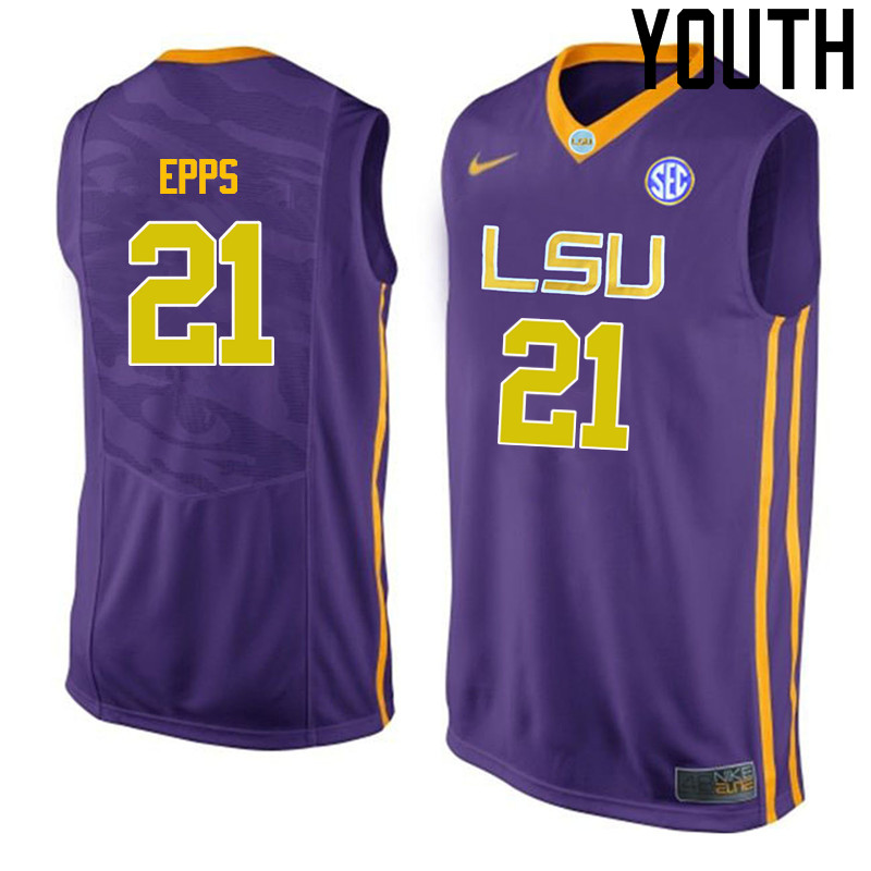 Youth LSU Tigers #21 Aaron Epps College Basketball Jerseys-Purple - Click Image to Close
